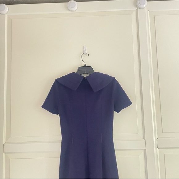 Charles Chang Lima Short Sleeve V-Neck Sheath Dress Deep Purple 26555 - Picture 4 of 13